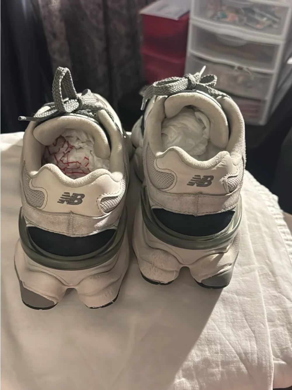 New Balance Kids White and Black 9060 Style Sneakers